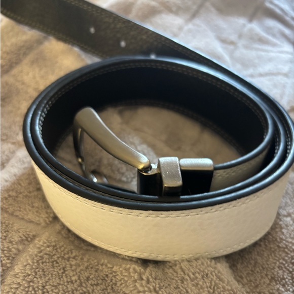 Nike Golf Men's Black and White Leather Belt waist 38 silver hardware - Picture 1 of 5